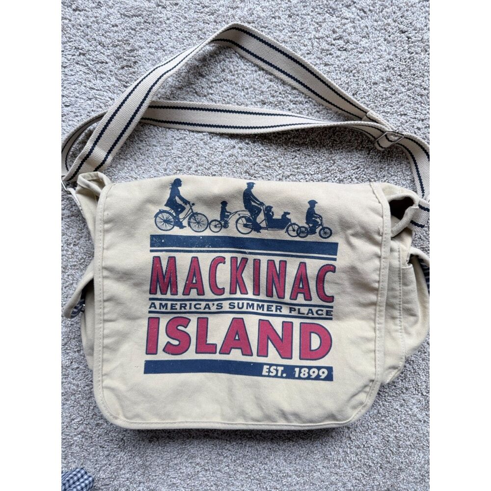Mackinac Island Canvas Messenger Crossbody Bag NWOT